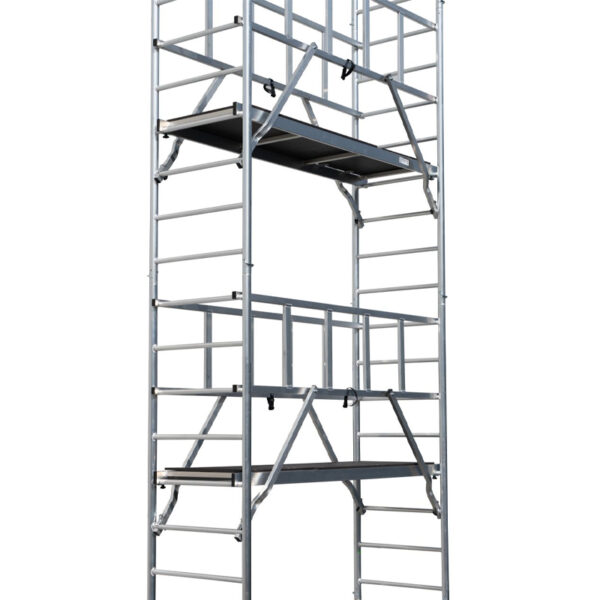 Schela Protec 0,6 x 2m, aluminiu, inaltime lucru 12,3m (0+1+4+(4*3)+(4*Stabilizatoare)) - imagine 3