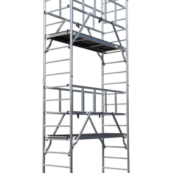 Schela Protec 0,6 x 2m, aluminiu, inaltime lucru 10,3m (0+1+4+(3*3)+(4*Stabilizatoare)) - imagine 2