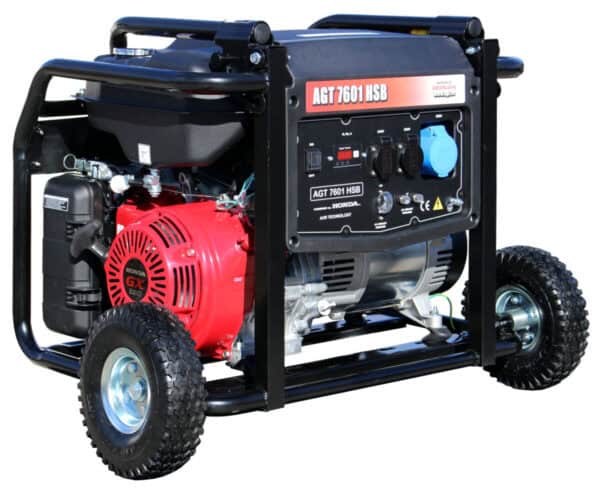 Generator de curent monofazat AGT 7601 HSB, 6,6 kW, motor HONDA GX390, rezervor 25 L, pornire la sfoara - imagine 3