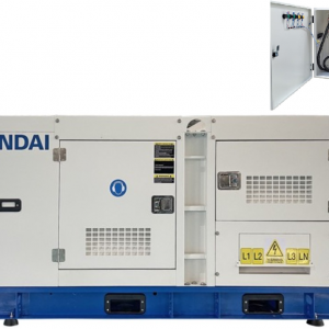 Generator de curent trifazat, insonorizat, cu motor diesel HYUNDAI DHY15L - Pmax = 17kVA cu panou de automatizare (ATS) inclus