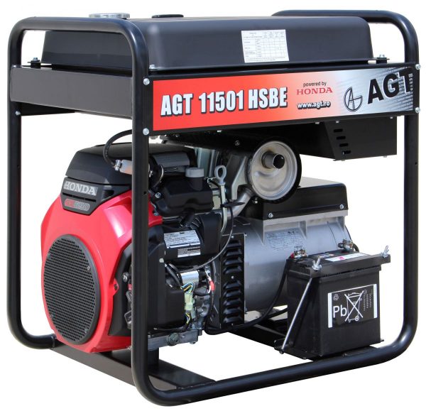 Generator de curent monofazat AGT 11501 HSBE R45, Honda GX630, Pmax 11 kVA, rezervor 45 L, AVR digital cu microprocesor