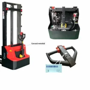 Stivuitor electric cu operator pietonal, GUTMAN, Model PSE12N29 dublu catarg