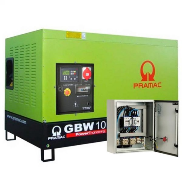 Generator de curent diesel Pramac GBW10Y_S_A, trifazat, 8.92 kVA, panou automat, carcasa insonorizata, panou transfer LTS