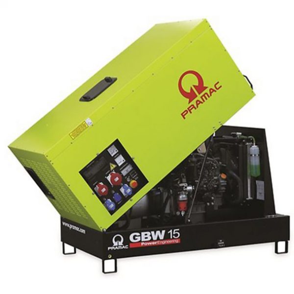 Generator de curent diesel Pramac GBW15Y_S_M, trifazat, 13.46 kVA, panou manual, carcasa insonorizata