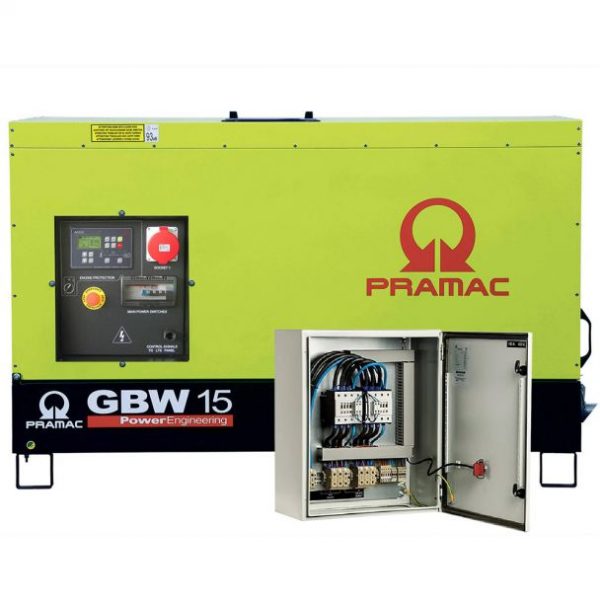 Generator de curent diesel Pramac GBW15Y_S_A, trifazat, 13.46 kVA, panou automat, carcasa insonorizata, panou transfer LTS - imagine 2