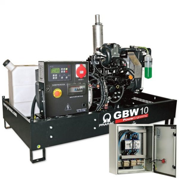 Generator de curent diesel Pramac GBW10Y_A, trifazat, 8.92 kVA, panou automat, fara carcasa insonorizata, panou transfer LTS - imagine 2