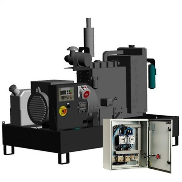 Generator de curent diesel Pramac GBW22Y_A, trifazat, 19.03 kVA, panou automat, fara carcasa insonorizata, panou transfer LTS