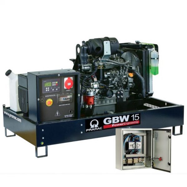 Generator de curent diesel Pramac GBW22Y_A, trifazat, 19.03 kVA, panou automat, fara carcasa insonorizata, panou transfer LTS - imagine 2