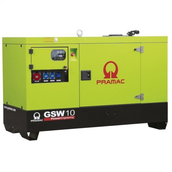 Generator de curent diesel Pramac GSW10Y_S_M, trifazat, 9.23 kVA, panou manual, carcasa insonorizata