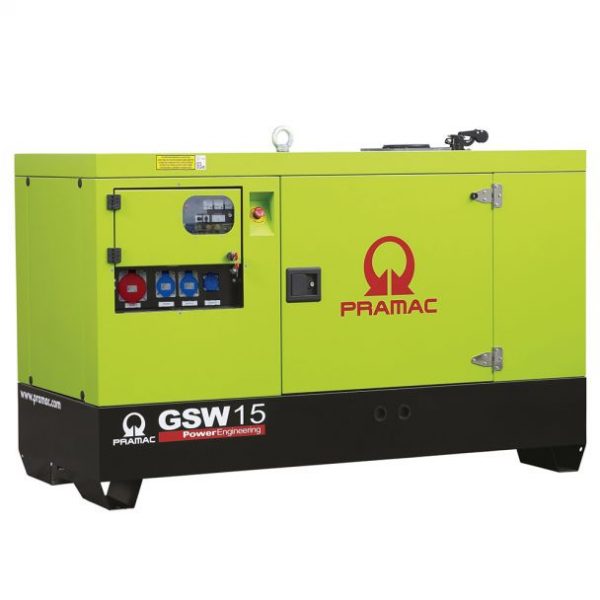 Generator de curent diesel Pramac GSW15Y_S_M, trifazat, 13.67 kVA, panou manual, carcasa insonorizata