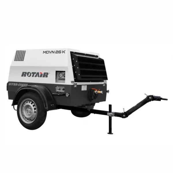 Motocompresor ROTAIR MDVN 26K Eco 5 2500 l/min/6.5bar motor Kubota 25cp tractabil santier+kit sablare