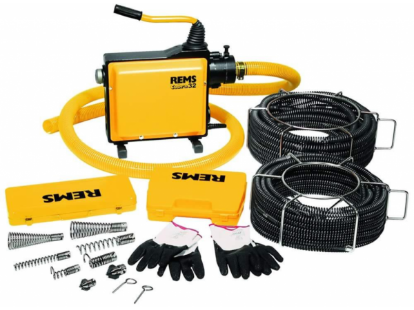 Masina de desfundat Rems Cobra 32 Set 22 + 32 cu accesorii pentru curatarea conductelor cu diametre 30 - 250 mm
