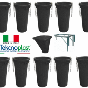 Sistem tubulatura evacuare deseuri (10 buc. tub negru+cuva de incarcare+suport)