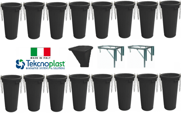 Sistem tubulatura evacuare deseuri (16 buc. tub negru+cuva de incarcare+2 suporturi)