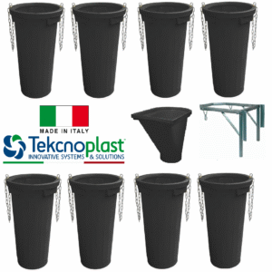 Sistem tubulatura evacuare deseuri (8 buc. tub negru+cuva de incarcare+suport)