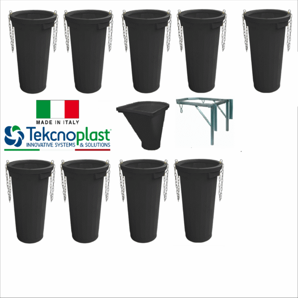 Sistem tubulatura evacuare deseuri (9 buc. tub negru+cuva de incarcare+suport)