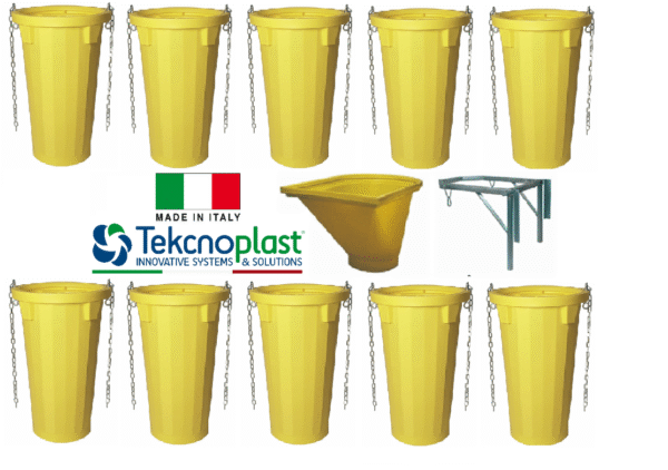 Sistem tubulatura evacuare deseuri (10 buc. tub galben+cuva de incarcare+suport)